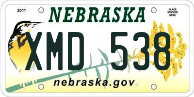 NE license plate XMD538