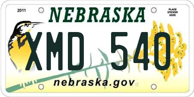 NE license plate XMD540