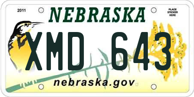 NE license plate XMD643