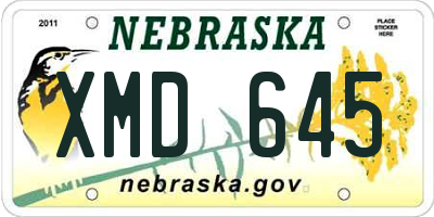 NE license plate XMD645