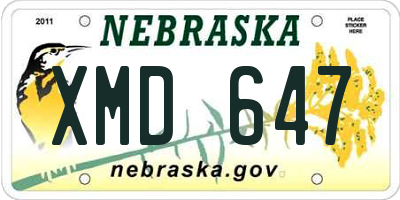 NE license plate XMD647