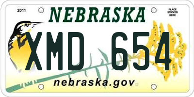 NE license plate XMD654