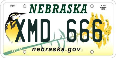 NE license plate XMD666