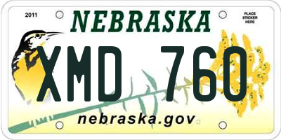 NE license plate XMD760