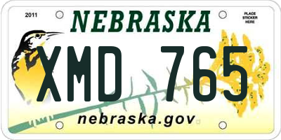 NE license plate XMD765