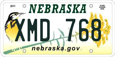 NE license plate XMD768