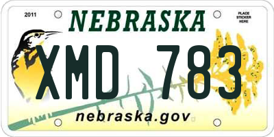 NE license plate XMD783