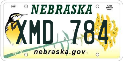 NE license plate XMD784
