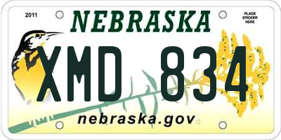 NE license plate XMD834