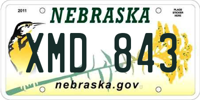 NE license plate XMD843