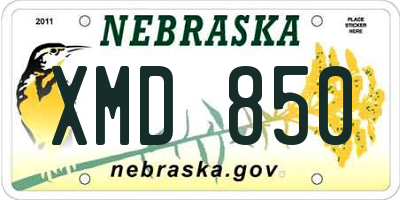 NE license plate XMD850
