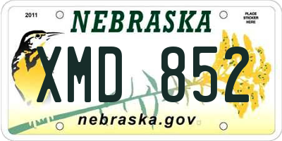NE license plate XMD852