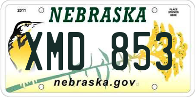 NE license plate XMD853