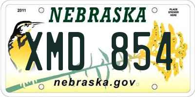 NE license plate XMD854