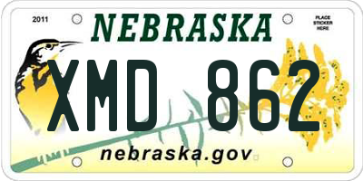 NE license plate XMD862
