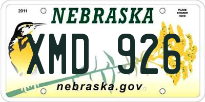 NE license plate XMD926