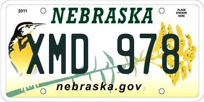 NE license plate XMD978