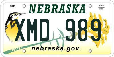 NE license plate XMD989