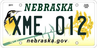 NE license plate XME012