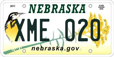 NE license plate XME020