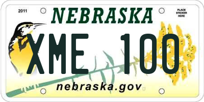 NE license plate XME100