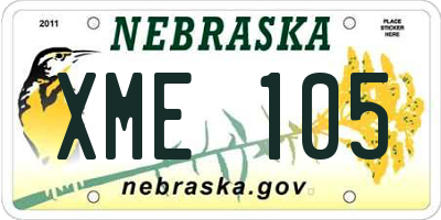 NE license plate XME105