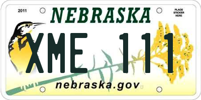 NE license plate XME111