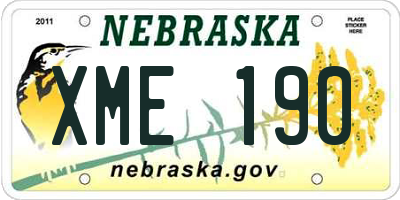NE license plate XME190