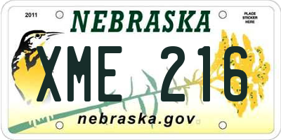 NE license plate XME216