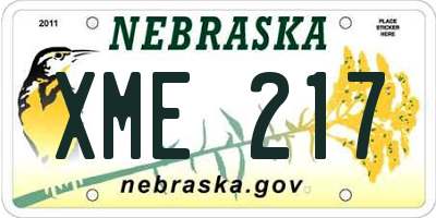 NE license plate XME217