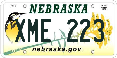 NE license plate XME223
