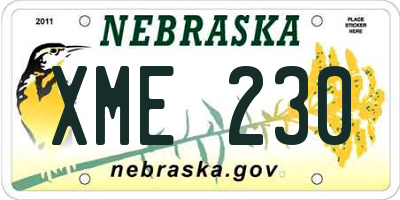 NE license plate XME230