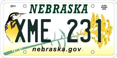 NE license plate XME231