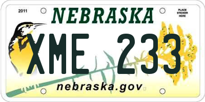 NE license plate XME233