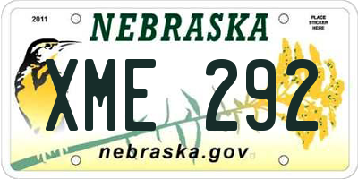 NE license plate XME292