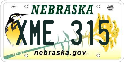 NE license plate XME315
