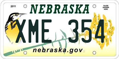 NE license plate XME354