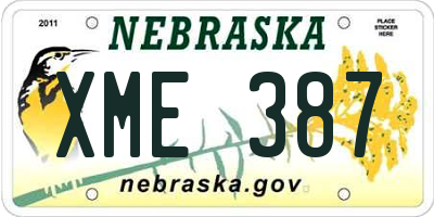 NE license plate XME387