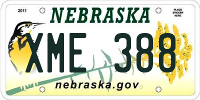 NE license plate XME388