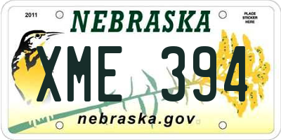 NE license plate XME394