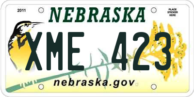 NE license plate XME423