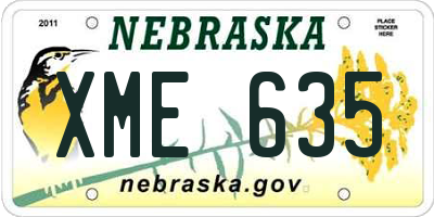 NE license plate XME635