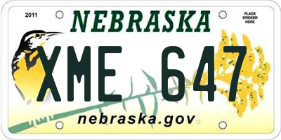 NE license plate XME647
