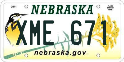 NE license plate XME671