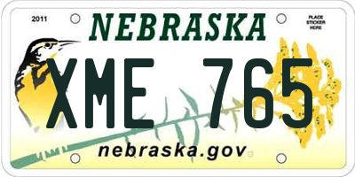 NE license plate XME765