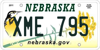 NE license plate XME795