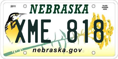 NE license plate XME818