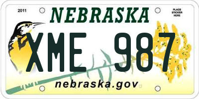 NE license plate XME987