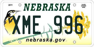 NE license plate XME996