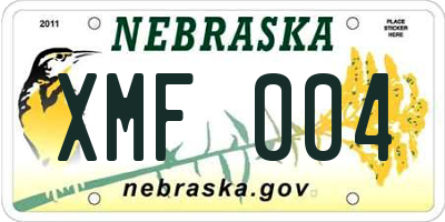 NE license plate XMF004